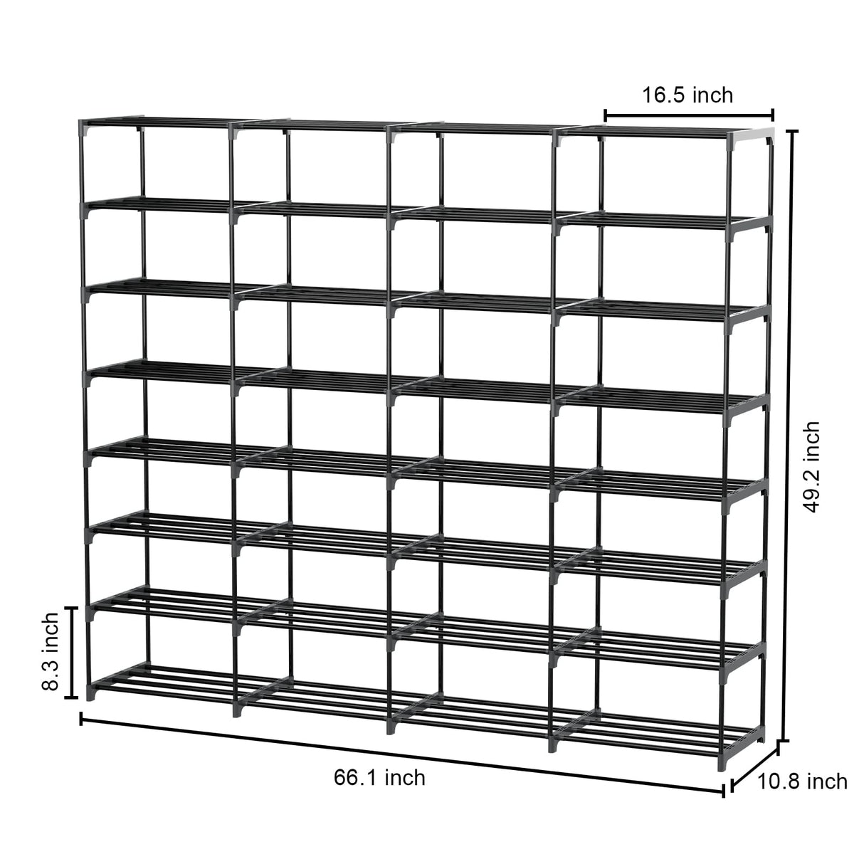 SMILHELTD Metal Shoe Rack Large Capacity 4 Rows 8 Tier 56-64 Pairs Shoes Boots Storage Organizer SMILHELTD