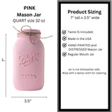 Pink Mason Jar for Centerpiece – 32 oz Painted Jar for Girl Baby Shower, First Birthday, Baptism, or Communion – Rustic Farmhouse Centerpiece for Party Decor (Pink Jar - No Flowers) Viva's Flower Shop