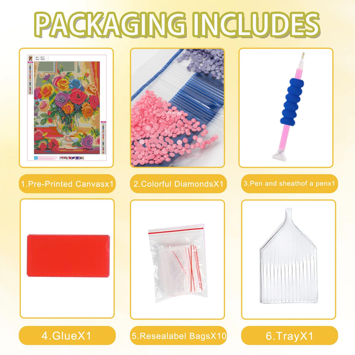 Ycydilirab Flower Diamond Art Kits for Adults-Diamond Paintings for Adults,Flowers DIY Gem Art for Adult Perfect for Relaxation and Home Wall Decor 12x16inch Ycydilirab