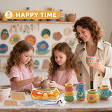 Pottery Wheel for Kids - Complete Pottery Tools Kit for Beginners, Arts and Crafts for Kids Ages 8-12 with 3 Pack Air Dry Clay, Mini Clay Making Pottery Wheel with Foot Pedal (Dog, Patented) Innofans