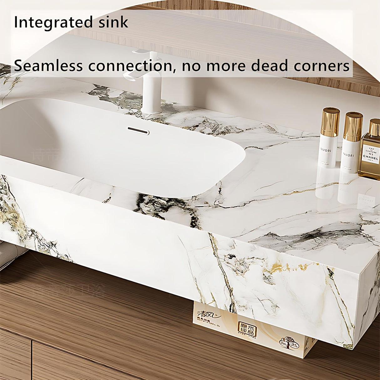 ZGNBSD Bathroom Vanity with Sink - Floating Bathroom Vanity Set Includes LED Smart Defogging Medicine Cabinet | Solid Wood Modern Bathroom Vanity | Wall Mounted (Wood, 60") ZGNBSD