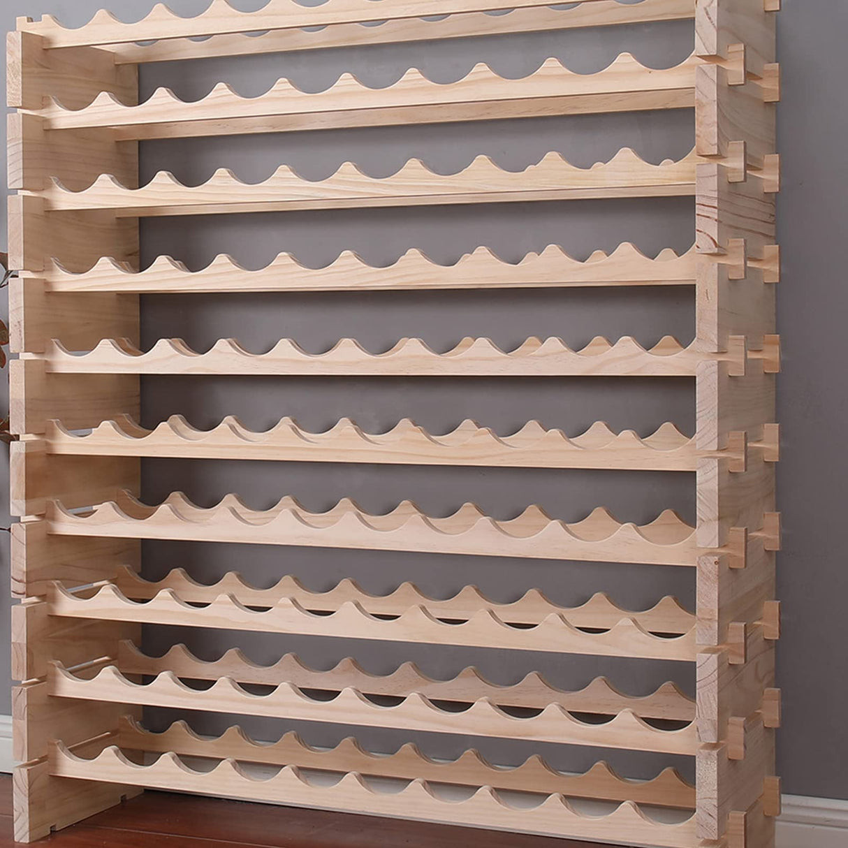 fdjamy Wine Rack Cabinet Freestanding for Floor Wooden Stackable Storage Modular countertop Wood Wine Holder (120bottle) fdjamy