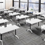 Alfalfalulu Conference Table, Folding Conference Room Tables with Flip-Top Design, Mobile Rectangular Modular Tables for Office Meetings and Training Sessions (Gray, 47.2×15.7×29.5in) Alfalfalulu