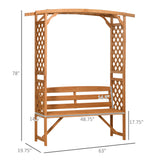 Outsunny Patio Garden Bench Arbor Arch with Pergola and 2 Trellises, 3 Seat Natural Wooden Outdoor Bench for Grape Vines & Climbing Plants, Backyard Decor, Brown Outsunny