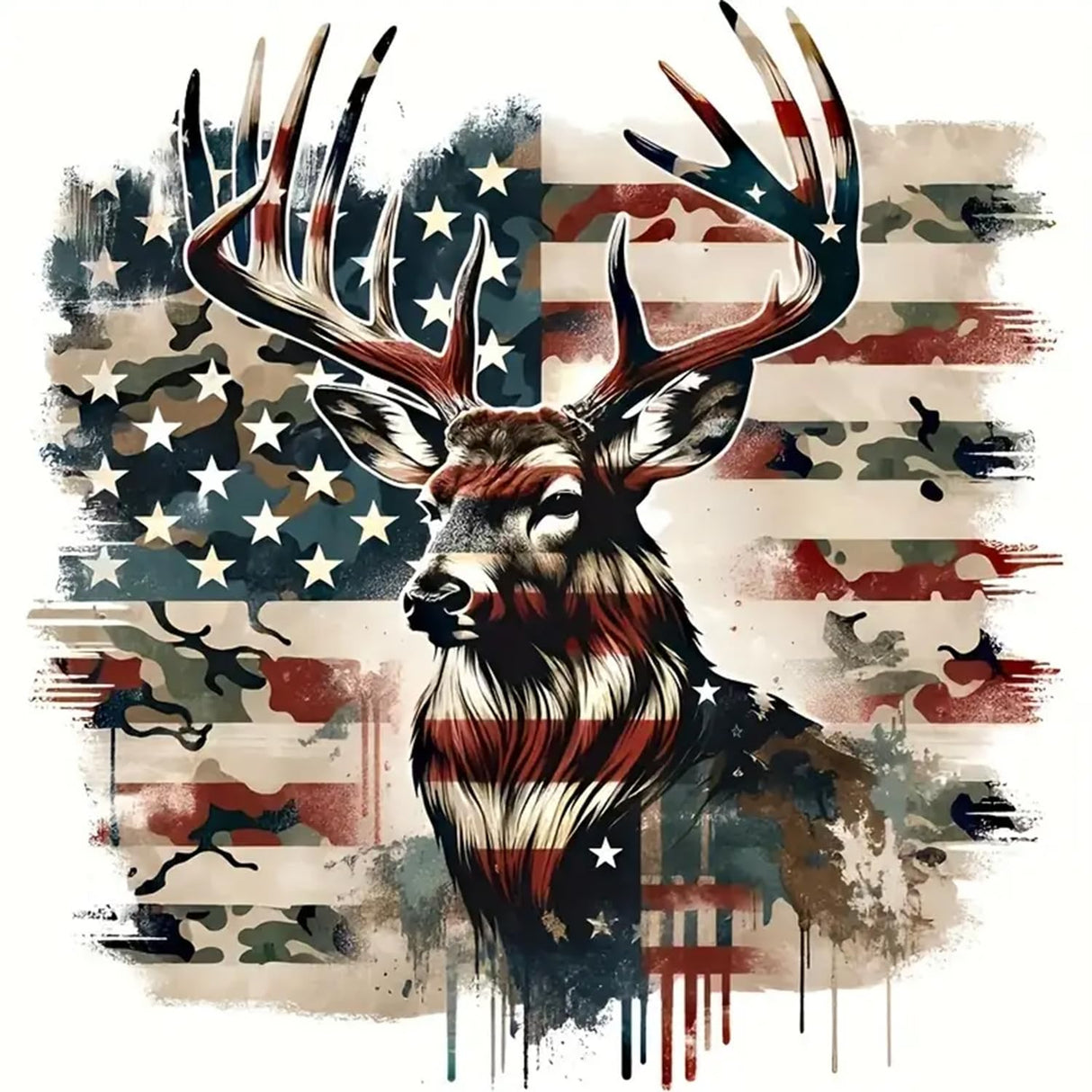 JXDXDJ American Flag Diamond Art Kits for Adults,Animal 5D Diamond Painting Kits for Beginners,DIY Full Drill Deer Diamond Dots with Gem Art for Adults Pictures Crafts,Home Wall Decor 13.8 X 13.8 in JXDXDJ