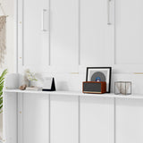 LUMISOL Queen Size Solid Wood Murphy Bed with Desk, Space Saving Hidden Wall Bed, Wall Bed Cabinet with Gas Struts, White LUMISOL