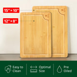 ROYAL CRAFT WOOD Wooden Serving Boards for Kitchen Meal & Cutting-Bamboo Cutting Board Set with Juice Groove Side Handles - Charcuterie & Chopping Butcher Block for Meat-Kitchen Gadgets Gift(2 Pcs) ROYAL CRAFT WOOD