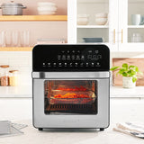 GoWISE USA 14.7-Quart Air Fryer Grill with Dual Heating Elements & Oven with Rotisserie, Dehydrator, Preheat and Broil Functions + 11 Accessories with 2 Recipe Books (Stainless Steel/Black), Ultimate GoWISE USA