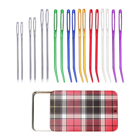 18 Pieces Yarn Needle,Tapestry Needle Bent Embroidery Needles Bent Tip Needles,Large-Eye Blunt Needles with Random Box for Knitting Crochet (Random Color) UOOU