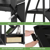 GOOBED Oval Bookshelf, Triple Wide 5 Tier Etagere Bookcase, Industrial Display Shelves Tree Bookshelf for Living Room, Bedroom, Home Office, Black GOOBED