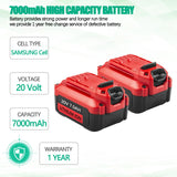 Upgraded 7000mAh V20 Battery and Charger Set Compatible for Craftsman 20V Battery Replacement CMCB204 CMCB205 CMCB202 CMCB202-2 CMCB201 CMCB206 CMCB209 CMCD700C with CMCB104 Charger Batryuic