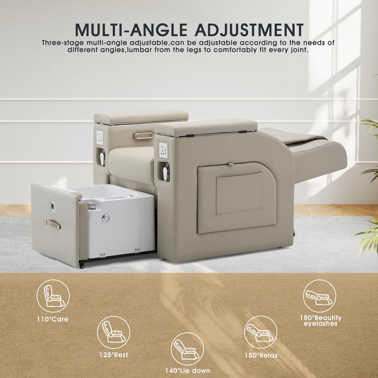 Artist hand Pedicure Spa Chair, Massage Chair, with Smart Foot Bathtub, Hand Wash, Salon Chairs for Manicure, Foot Bath (Grey) Artist hand