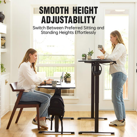 Veken 48 Inch Electric Standing Desk, Height Adjustable Sit Stand Up, Wood Desktop, Work Home Office Computer PC Table, Tall Standup Workstation, Gaming Writing Study Bedroom Rising Desks, Black Veken