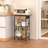 Kitchen Microwave Cart with Storage,3 Tier Rolling Microwave Stand with Drawer,Kitchen Utility Cart on Wheels,Coffee Cart Small Appliance Storage Shelf Rack Organizer for Living Room, Office, Balcony Cidaziya