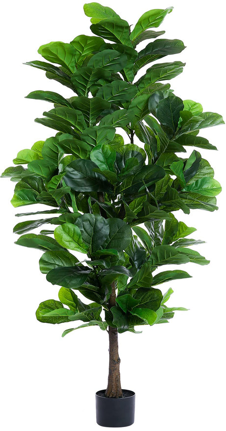 FLOWORLD Fiddle Leaf Fig Tree 6ft Tall Artificial Tree in Plastic Pot Fake Ficus Lyrata Plants with 184 Decorative Fiddle Leaves Faux Fig Trees for Home Office Living Room Decor Indoor Outdoor FLOWORLD