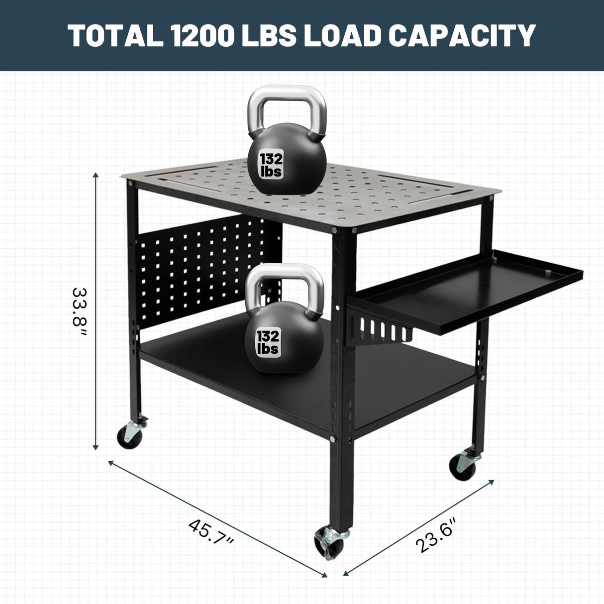 Hymula Welding Table 36" X 24" 1200lbs Load Capacity Heavy Duty Carbon Steel Weld Table for Shop Home Garage, Casters with Brakes, Black Hymula