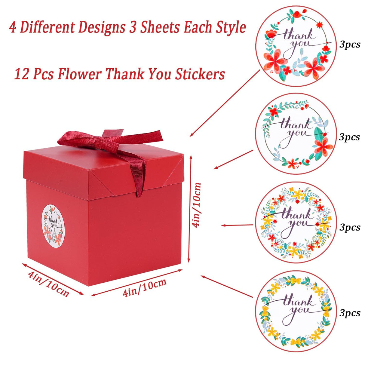 Elephant-package 12Pack Red 6Inch Gift Boxes with Lids, Squared Boxes with Lids Perfect for Christmas, Valentine’s Day, Birthday Present Packing, Party Favor, New Year. Elephant-package