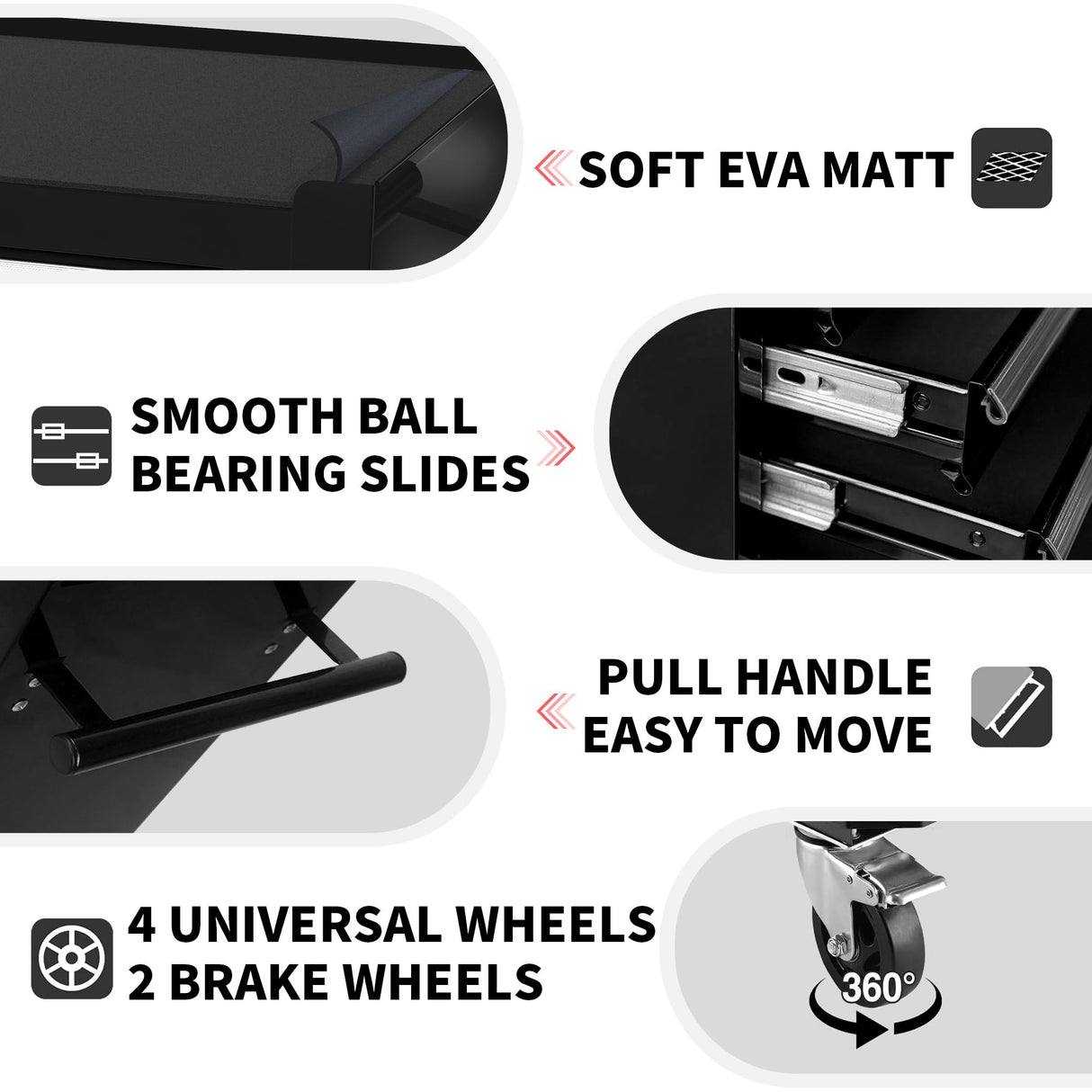 4-Drawer Tool Cart on Wheels, Rolling Tool Box，Heavy Duty Utility Industrial Service Cart Storage Organizer with Locking System, for Mechanic, Warehouse, Garage, Workshop Larmliss