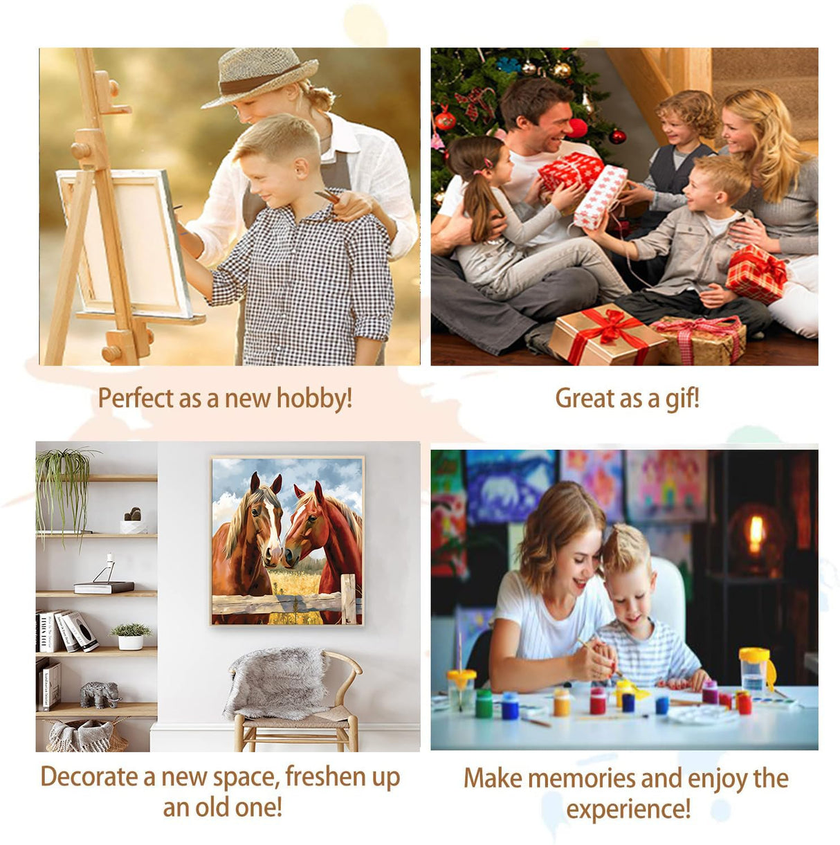 Artunion Horse Couple Paint by Numbers for Adults, Animal Paint by Number Kits, DIY Oil Painting Paint by Number Kits on Canvas Arts Craft for Home Wall Decor 16x20 Inch Artunion