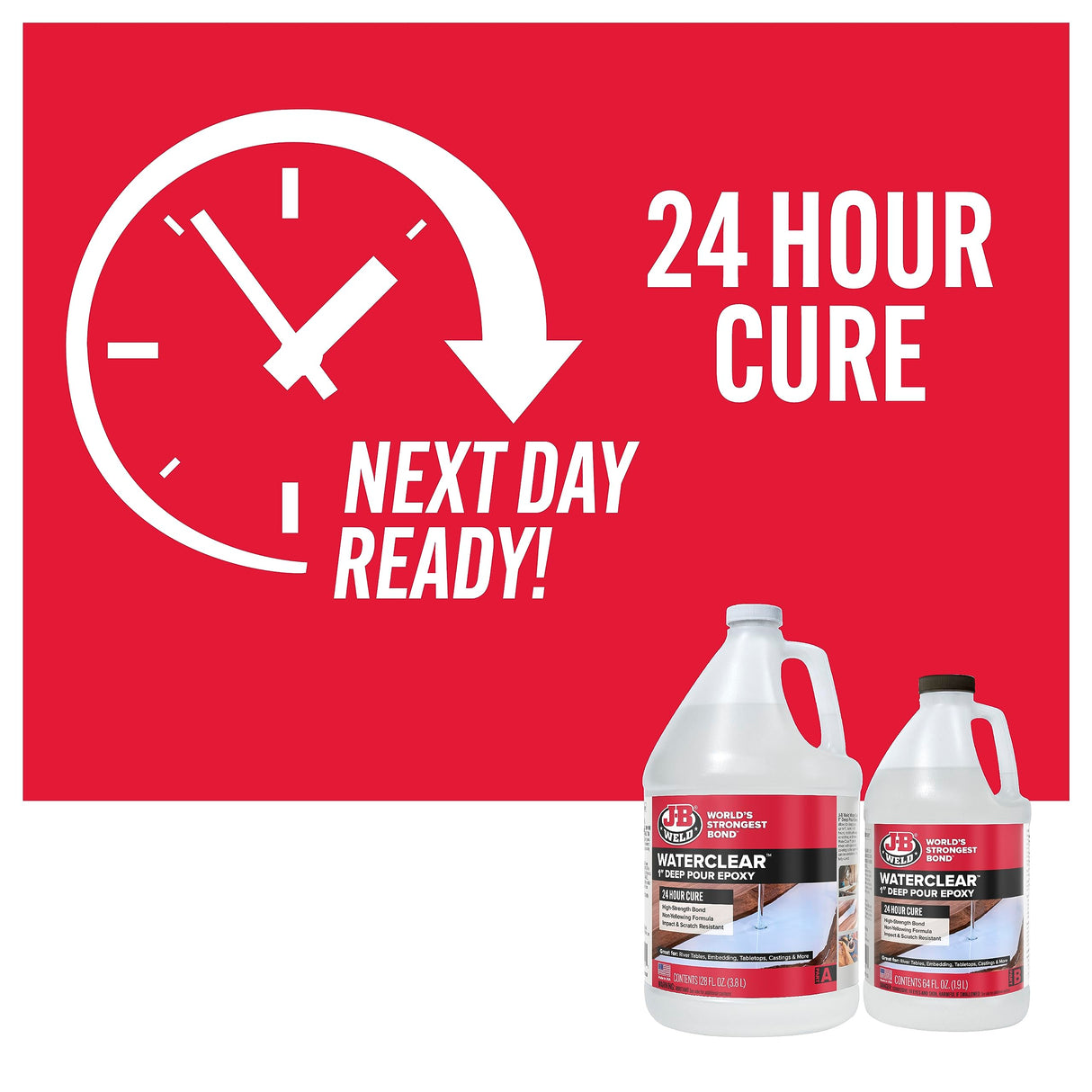 J-B Weld 1" Deep Pour Epoxy WaterClear, 24 Hour Cure, 1", 1.5 Gallon Kit J-B Weld