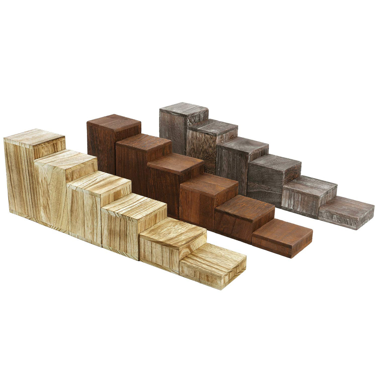 MOOCA Wooden 6 Pcs Square Risers for Display Jewelry and Accessories Display Stand Wooden Display Risers, Wood Jewelry Risers Wood Figurine Display MOOCA