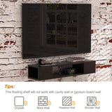 GHC Floating TV Stand, Wall Mounted Entertainment Center and Cabinet Shelf, TV Console with Storage，Media Console for DVD Player, Space-Saving Under TV Shelf for Bedroom, Living Room (Black) GHC