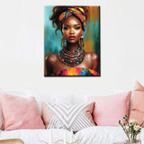 Tucocoo African Lady Portrait Paint by Numbers Kits 16x20 inch Canvas DIY Oil Painting for Adults with Brushes and Acrylic Pigment Beautiful Black Girl Abstract Artwork for Home Decor (Without Frame) Tucocoo