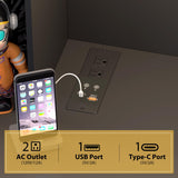 LVSOMT Home Office Desk with Hutch, Modern Computer Gaming Desk with LED Lights & Power Outlets, Black Study Table with Storage Shelves, Teen Writing Desk for Bedroom, 40'' W LVSOMT