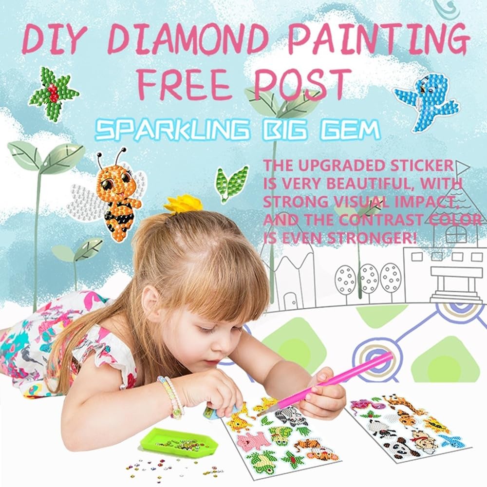 MEGZIHXN Cute Diamond Art Stickers Kits for Kids,12 Pcs Airplanes Excavators Police Cars Engineering Vehicles Diamond Arts Craft Set Gifts for Children and Adult Beginners MEGZIHXN