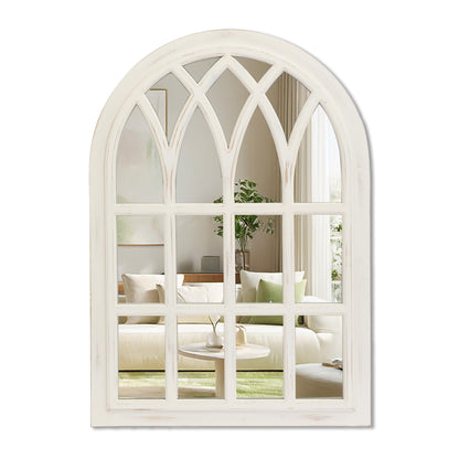 Runglecho Farmhouse Window Pane Mirror, Large Decorative White Wall Mirror for Living Room Kitchen Entryway, 24 L x 34,White - WoodArtSupply