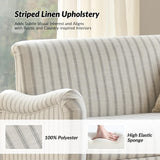 HULALA HOME 50.5" Loveseat Sofa with Stripe Pattern, 2 Seater Farmhouse Sofa with Rolled Wide Armrests and Rubber Wood Legs, Comfy Upholstered Small Couch for Living Room Bedroom, Stripe HULALA HOME