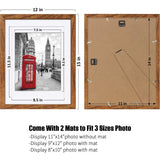 11x14 Picture Frame Solid Wood Display 8x10 Picture Frame or 9x12 with Mat or 11x14 Frame without Mat - Photo Frame 11x14 inch with 2 Mats for Wall Mounting or Table Top Tiblue