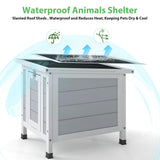 COZIWOW Rabbit Hutch, Outdoor Cat House Weatherproof, Bunny Cage Indoor with Openable, Portable Small Animals Shelters with Nonslip Ramp for Hideout Rabbits/Feral Cats/Chicken/Duck/Small Animals-Gray COZIWOW