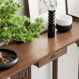 Gdrasuya10 Japanese Style Walnut Bamboo Console Table – Vintage Entryway Sofa Table with Drawer (40 inch) Gdrasuya10