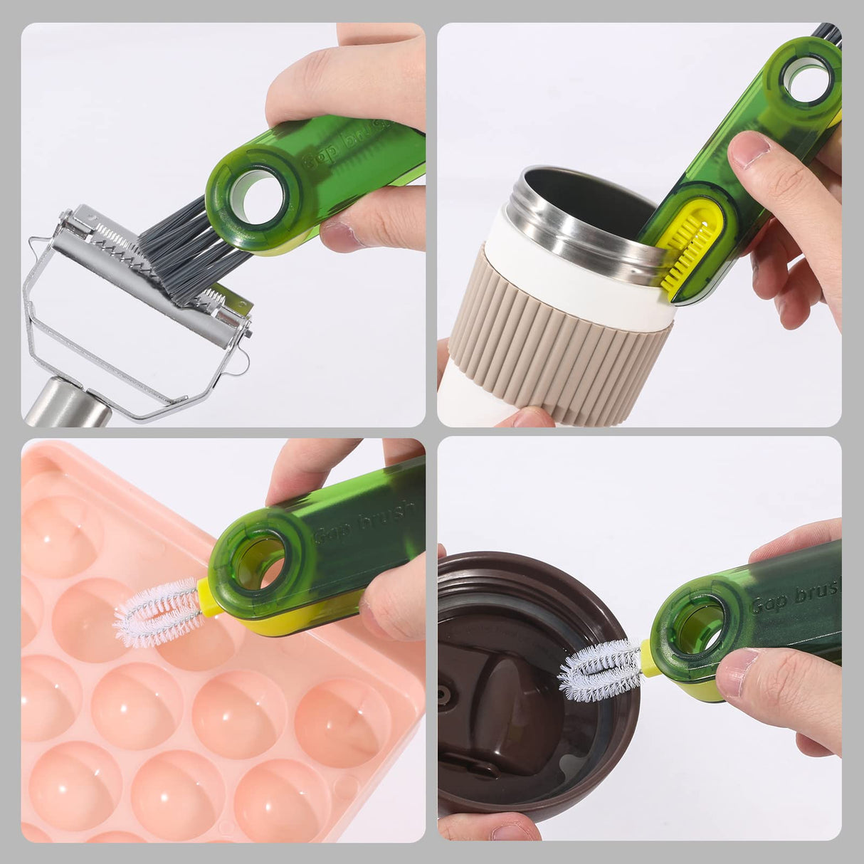 3 in 1 Cup Lid Gap Cleaning Brush Set, Multifunctional Insulation Bottle Cleaning Tools, Mutipurpose Tiny Silicone Cup Holder Cleaner, Home Kitchen Cleaning Tools vidonio