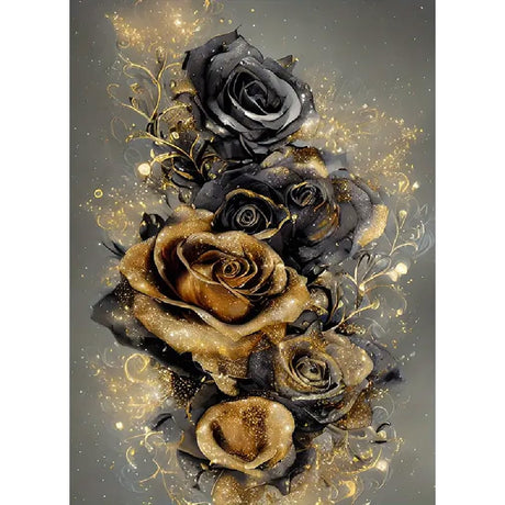 BOHADIY Rose Diamond Painting Kits for Adults, Golden Rose Diamond Art Kits for Adults,Rose Gem Art Kits for Adults for Home Wall Decor 16x12inch Floral BOHADIY