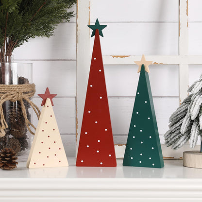 FestalMart Christmas Decorations-Three Sizes Wooden Christmas Tree Sign with Star-Christmas Decorations for Home Shelf Mantel Fireplace Table Party Decor