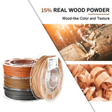 AMOLEN Wood Filament Bundle 3D Printing Filament Wood Sets,Walnut,Cherry Wood,Bamboo Wood,Ebony Black Wood,3D Printer Filament,PLA Filament 1.75mm,200g/Spool AMOLEN