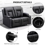 COMHOMA Leather Recliner Modern Loveseat Sofa, 2 Leather Recliner Chairs,Modern Small Sofa Couch,2 Seater PU Loveseat,Couches for Living Room with Drink Holders Living Room Chair Loveseat Sofa COMHOMA
