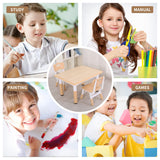 UNICOO - Kids Study Table and Chairs Set, Height Adjustable Plastic Children Art Desk with 2 Seats, Multi Activity Table Set (Maple TOP with Natural UNICOO