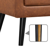 Yaheetech Mid-Century Accent Chairs, PU Leather Modern Upholstered Living Room Chair, Cozy Armchair Button Tufted Back and Wood Legs for Bedroom/Office/Cafe, Retro Brown Yaheetech