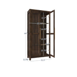 BELLEZE Storage Cabinet, Tall Bookshelf or Display Cabinet for Living Room Bedroom, Curio Cabinet with Tempered Glass Doors, Trophy Display Case, Storage/Organization - Avalon (Dark Walnut) BELLEZE
