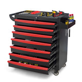 MHEOMTME Rolling Tool Chest with Drawers, Craftsman Tool Box Organizer, Toolbox Cabinet with Keyed Locking System, 7 Drawer Tool Storage Cart on Wheels for Garage, Workshop and Repair Room, Black MHEOMTME