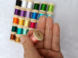 Jinmaya Silk Thread Spools Chinese Natural Pure 100% Mulberry Silk for Handmade DIY Embroidery 30 Colors on Wood Spools, Red, Navy, Blue, Yellow, Green, White Jinmaya