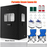 X-Vcak 2 Person Sauna, Extra Large Sauna Box, Portable Steam Sauna Tent with 2 Steamers, 2 Folding Chair, 71”x 49”x 36”, Black X-Vcak