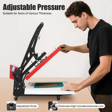 Magnetic Semi-Automatic Heat Press Machine, 16"x20" Sublimation High Pressure T-Shirts DIY Slide Out Vertical Version Printer, 1800W 12A Heat Printing Presses Transfer Machine for Mug Hat Plate Cap GOSHET