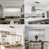 YISDESIGN 51" LED Dimmable Wooden Linear Pendant Lighting Island Lights for Dining Room Bar Kitchen Island Hanging Light Fixture Walnut Color YISDESIGN