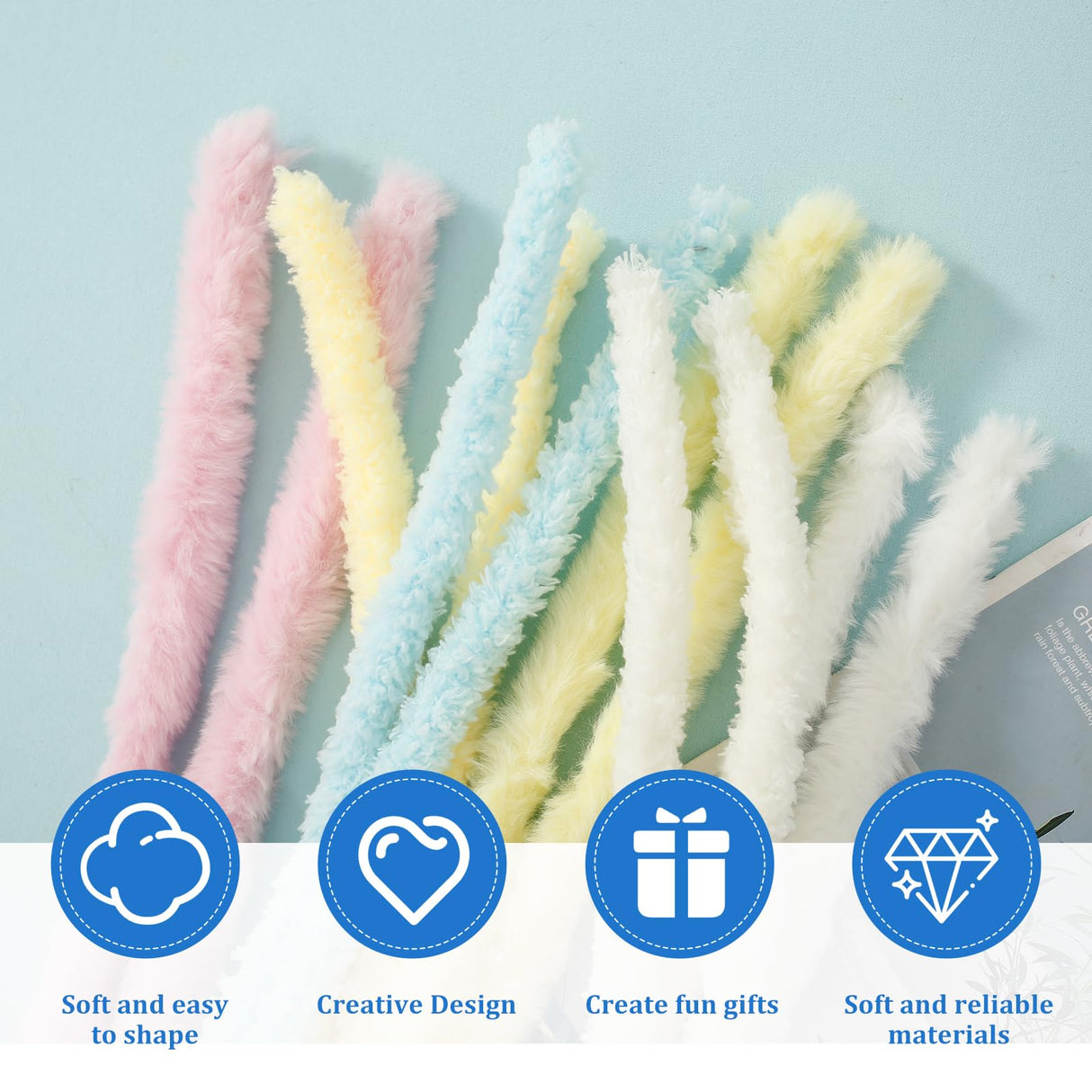 RVEFOT 6 Pcs Fur Pipe Cleaners Craft Kit with Decorative Accessories and Video Tutorials, Pipe Cleaners Kit for Beginners, Bear Animal Kit for Craft, Kids Art Craft DIY Creative Decoration RVEFOT