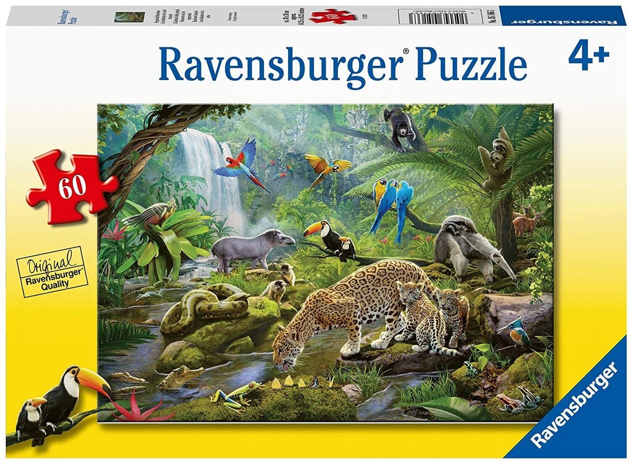 Ravensburger Rainforest Animals 60-Piece Jigsaw Puzzle | Engaging and Educational Fun | Perfectly Fitting Unique Pieces | Durable for Repeat Use | Ideal Gift for Kids Aged 4-8 Years