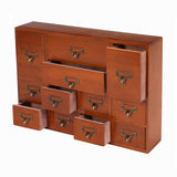 12-Drawer Vintage Wooden Storage Box, Traditional Desktop Apothecary Curio Cabinet, Library Desk Drawer w/Label Holders Handles, Multi Level Countertop Arts and Craft Organizer (Brown) BAITGMYING
